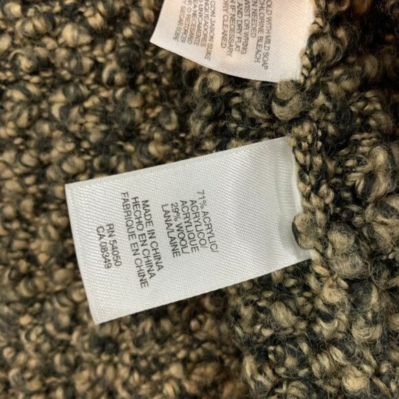 Jones New York Womens L Cardigan Sweater Brown Wool Blend Shrug Collared - Picture 6 of 16